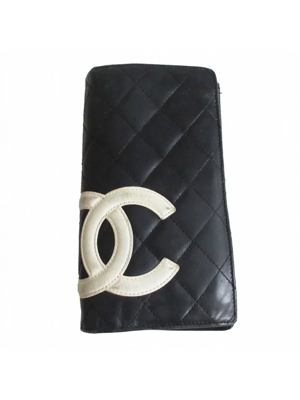 Chanel Wallet Cambon Line Leather Quilted Bifold Seal Black